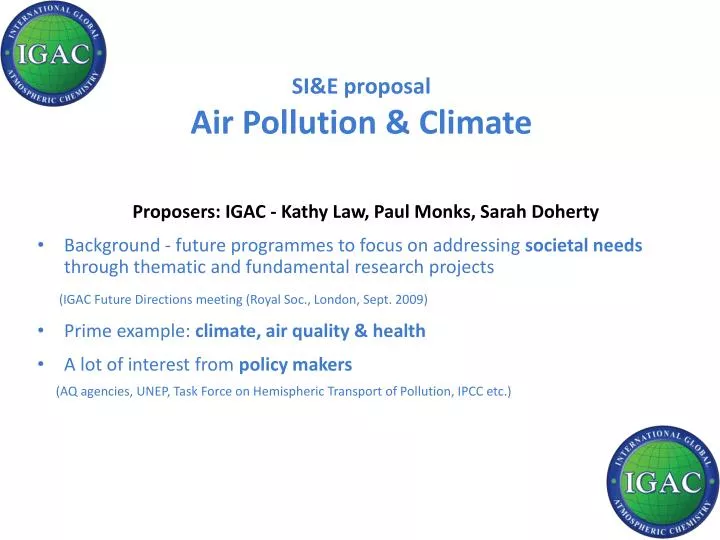 si e proposal air pollution climate