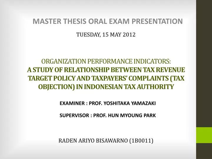 oral presentation master thesis