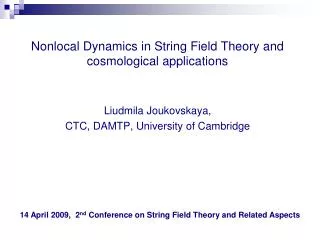 Nonlocal Dynamics in String Field Theory and cosmological applications