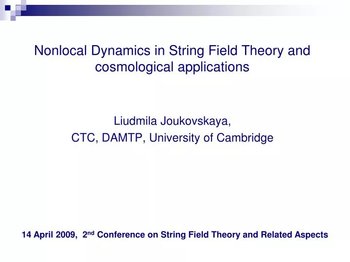 nonlocal dynamics in string field theory and cosmological applications