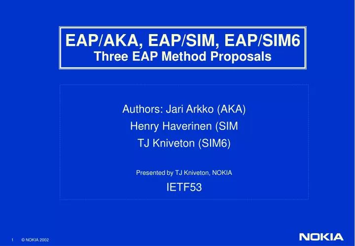 eap aka eap sim eap sim6 three eap method proposals