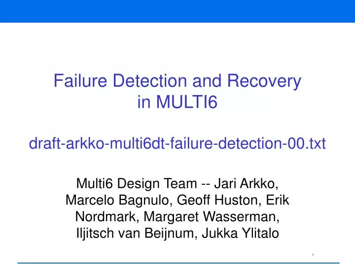 failure detection and recovery in multi6 draft arkko multi6dt failure detection 00 txt