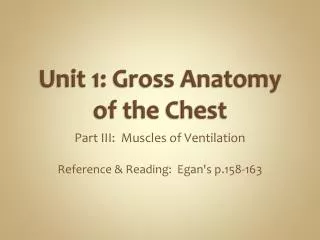 Unit 1: Gross Anatomy of the Chest