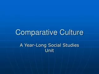 Comparative Culture