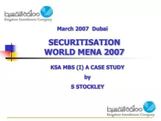 KSA MBS (I) A CASE STUDY by S STOCKLEY