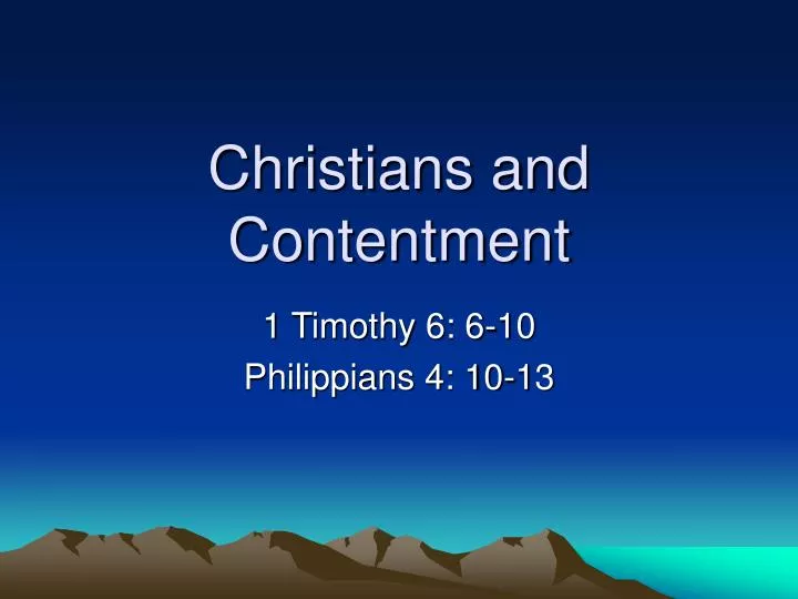 christians and contentment
