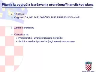 pitanja iz podru ja izvr avanja prora una financijskog plana