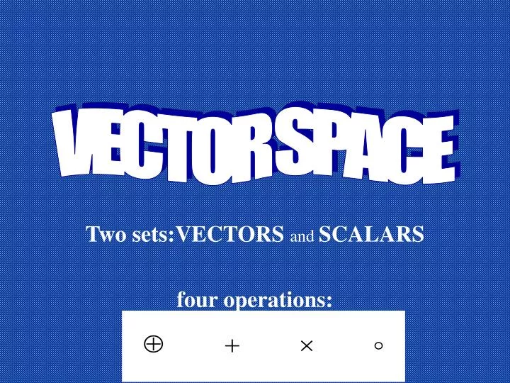 two sets vectors and scalars four operations