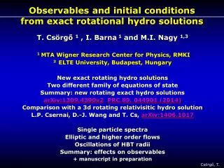 Observables and initial conditions from exact rotational hydro solutions