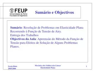 sum rio e objectivos