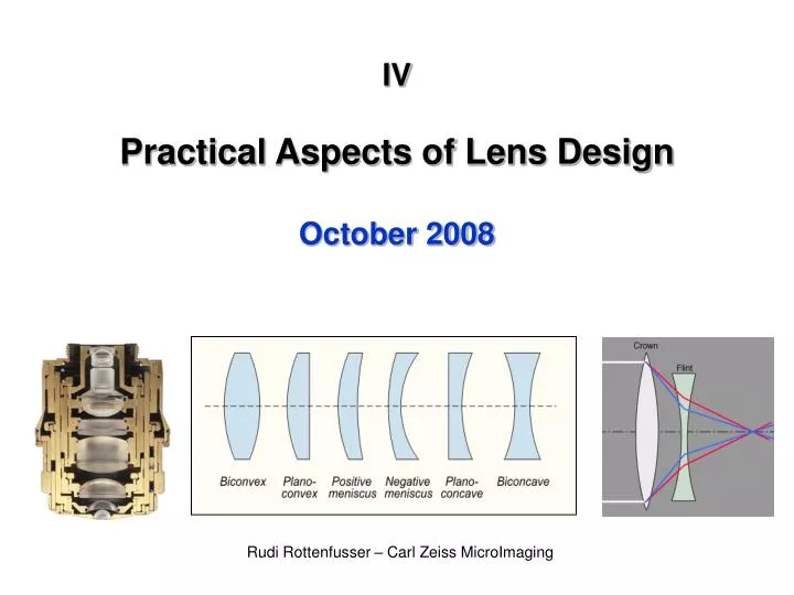 iv practical aspects of lens design october 2008