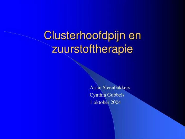 clusterhoofdpijn en zuurstoftherapie