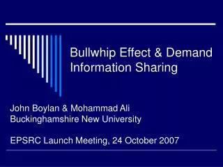 Bullwhip Effect &amp; Demand Information Sharing