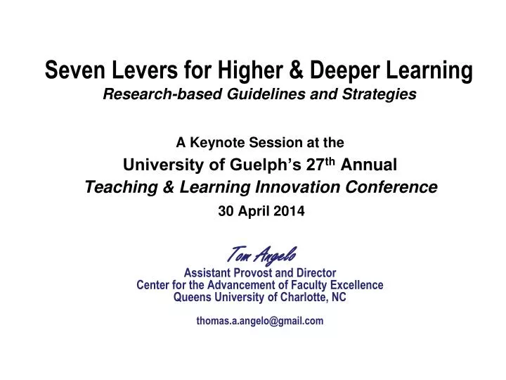 seven levers for higher deeper learning research based guidelines and strategies