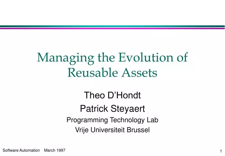 managing the evolution of reusable assets