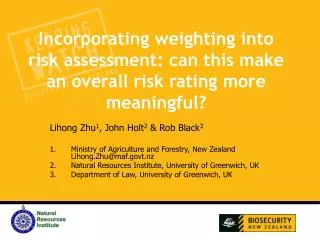 incorporating weighting into risk assessment can this make an overall risk rating more meaningful