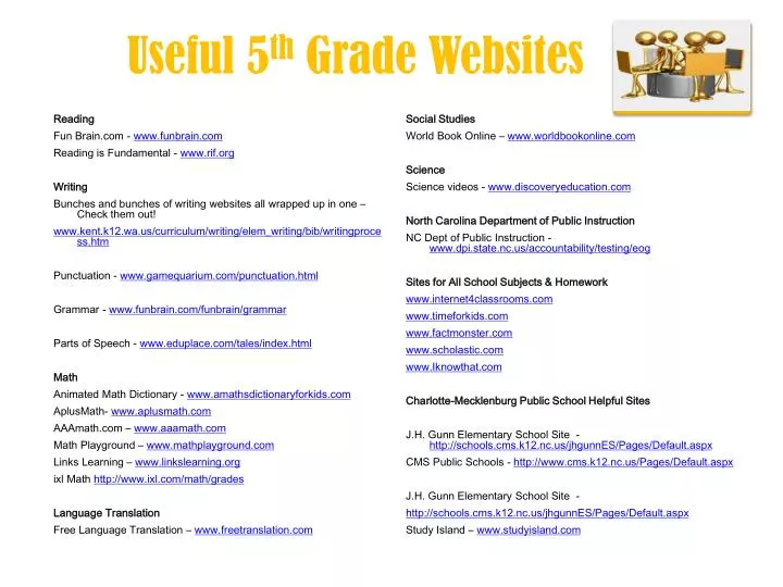 useful 5 th grade websites