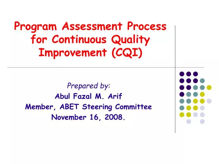 program assessment process for continuous quality improvement cqi