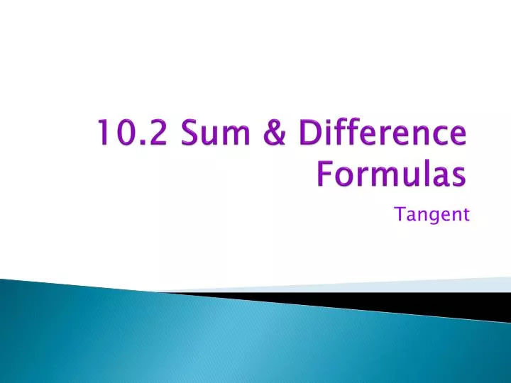 10 2 sum difference formulas