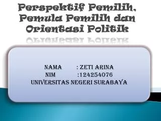 perspektif pemilih pemula pemilih dan orientasi politik