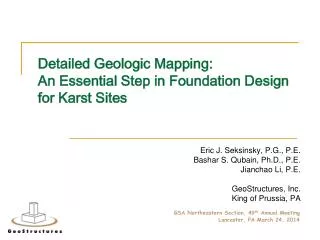 Detailed Geologic Mapping: An Essential Step in Foundation Design for Karst Sites