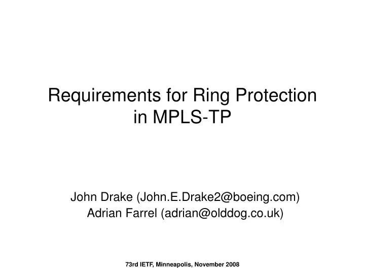 requirements for ring protection in mpls tp