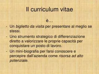 il curriculum vitae