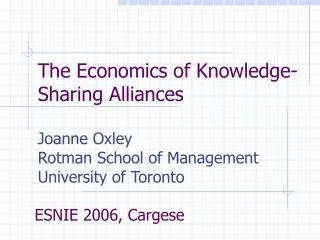 The Economics of Knowledge-Sharing Alliances