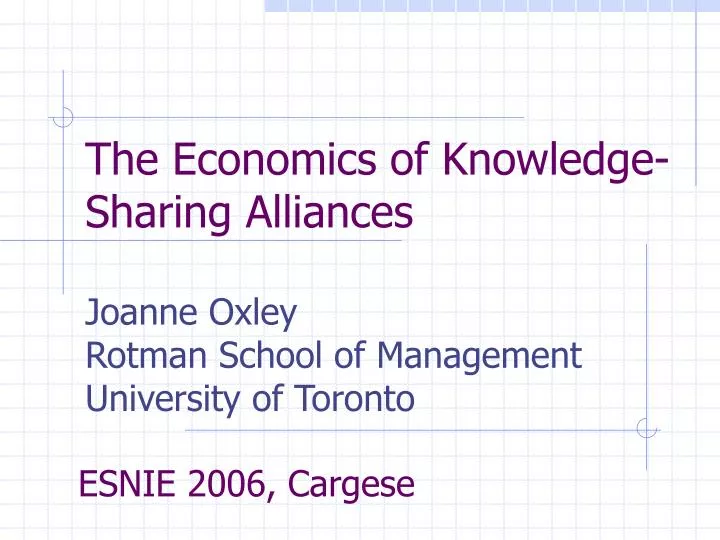 the economics of knowledge sharing alliances