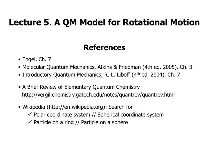 lecture 5 a qm model for rotational motion
