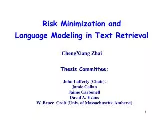 Risk Minimization and Language Modeling in Text Retrieval