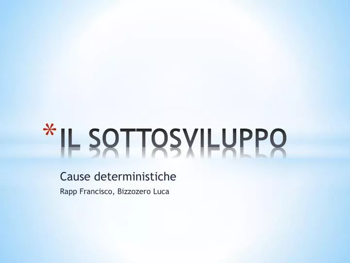 il sottosviluppo