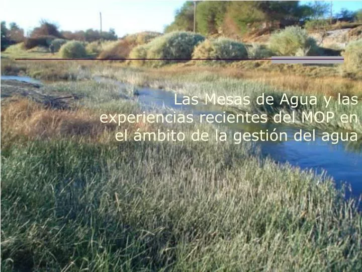 las mesas de agua y las experiencias recientes del mop en el mbito de la gesti n del agua