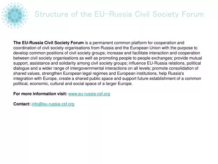 structure of the eu russia civil society forum
