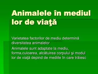 animalele n mediul lor de via