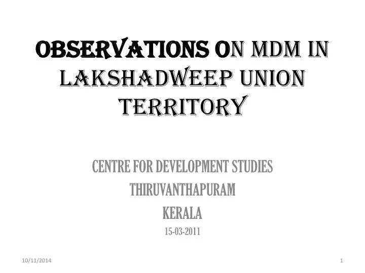 observations o n mdm in lakshadweep union territory
