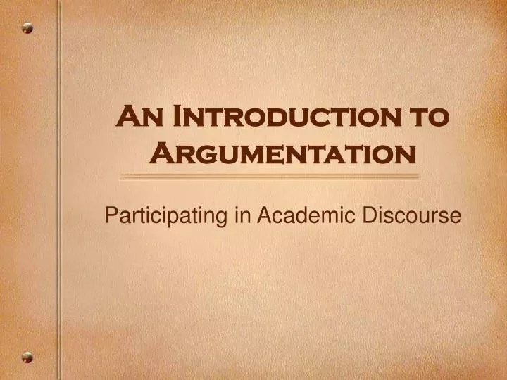 an introduction to argumentation