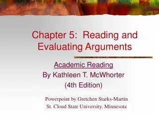 Chapter 5: Reading and Evaluating Arguments