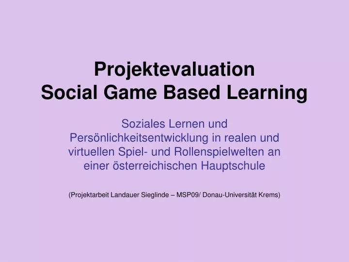 projektevaluation social game based learning