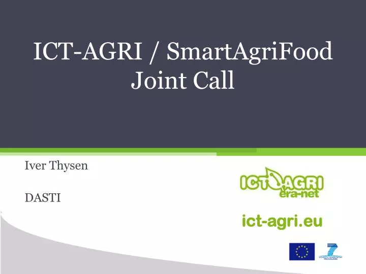 ict agri smartagrifood joint call