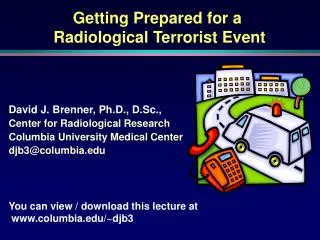 Getting Prepared for a Radiological Terrorist Event