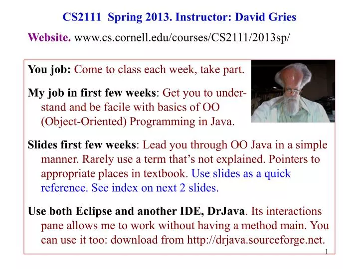 cs2111 spring 2013 instructor david gries