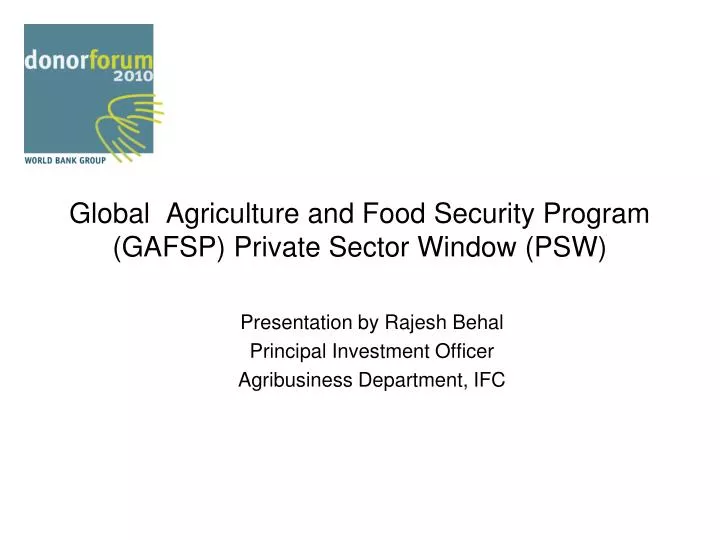 global agriculture and food security program gafsp private sector window psw