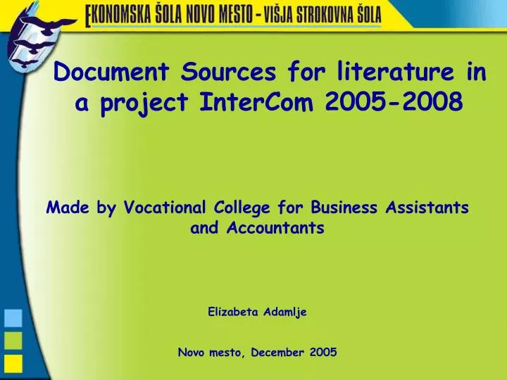 document sources for literature in a project intercom 2005 2008
