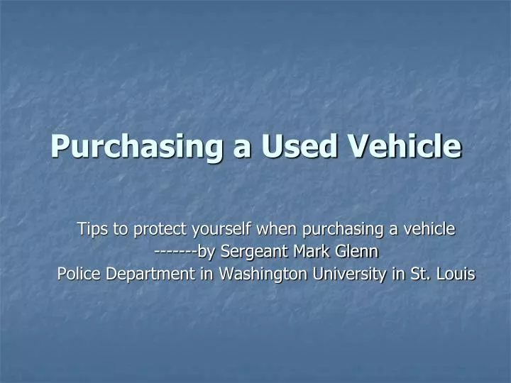 purchasing a used vehicle