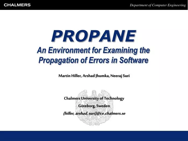propane an environment for examining the propagation of errors in software