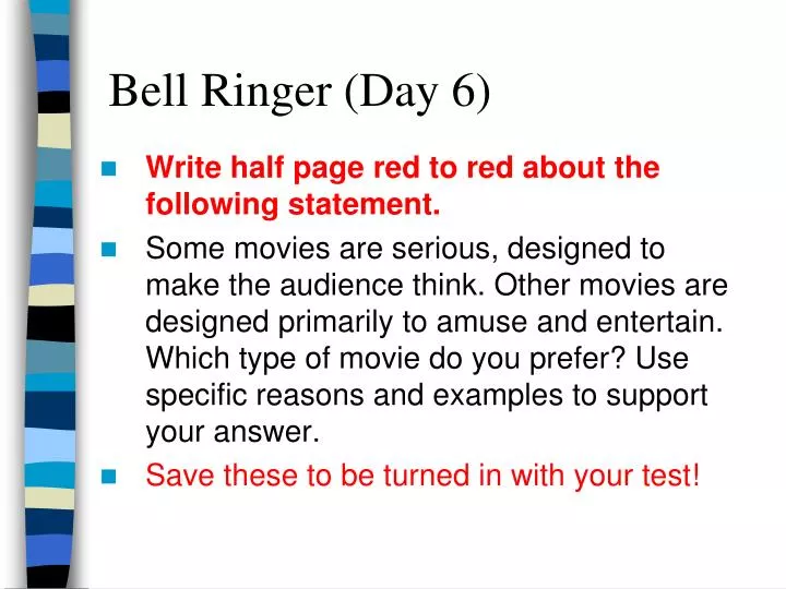 bell ringer day 6