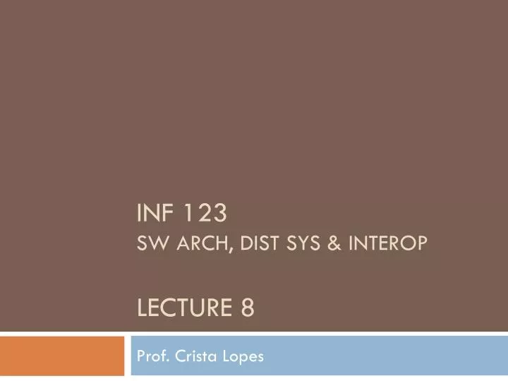 inf 123 sw arch dist sys interop lecture 8