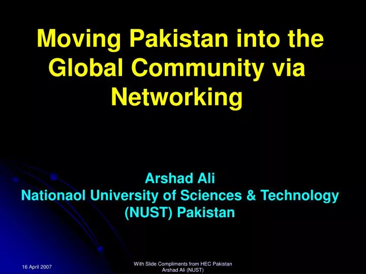 moving pakistan into the global community via networking