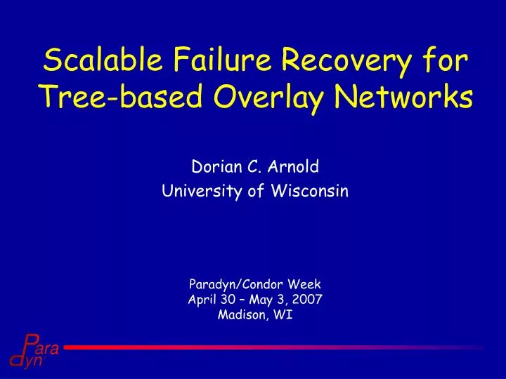 scalable failure recovery for tree based overlay networks